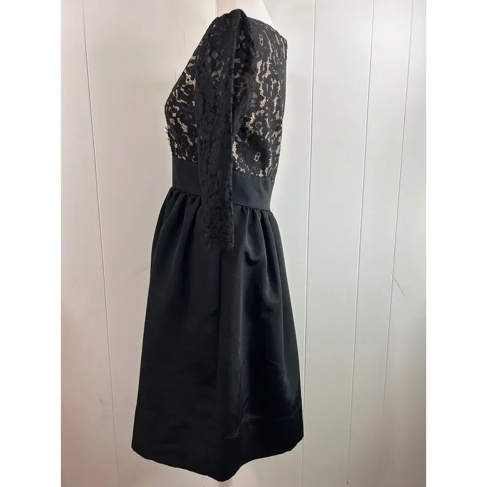 Eliza J Womens Lace-Top Boat-Neck Cocktail and Party Dress in black. Size 4.
